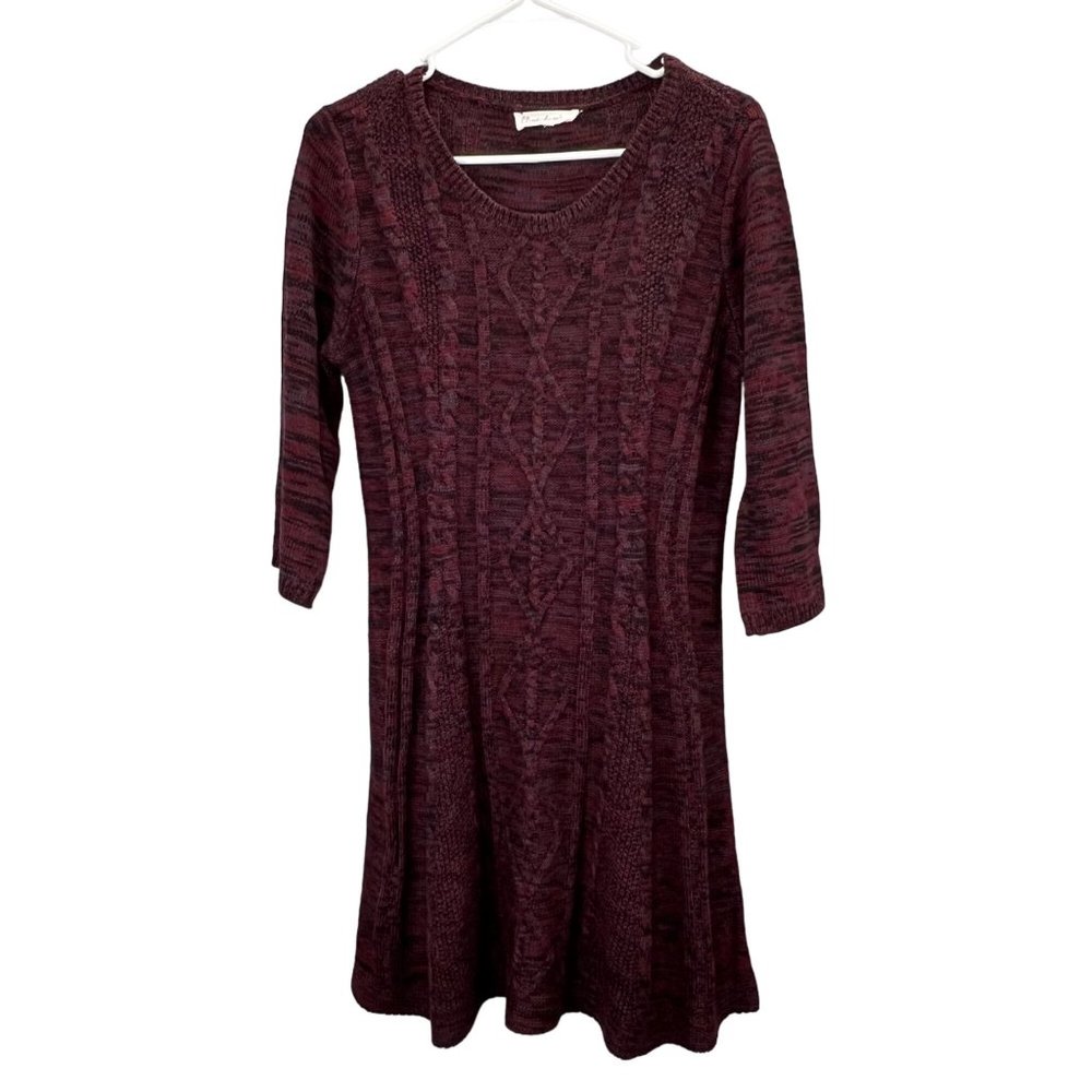 Cloud Chaser Cable Knit Sweater Dress size M Women Burgundy Long Sleeve